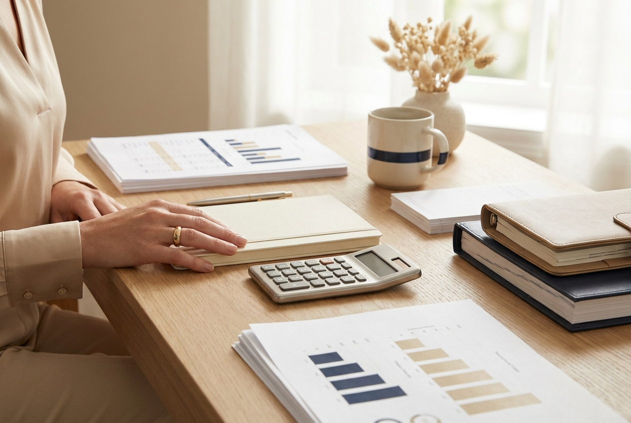Financial planning charts and documents
